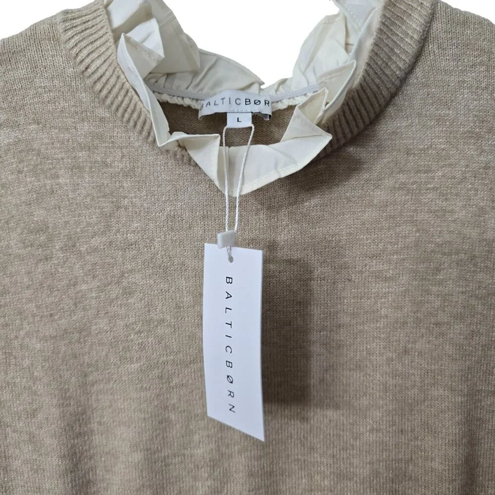 NEW Baltic Born Sophie Sweater Dress L Knit Flowy Lined Natural Ivory Boho Beach - Picture 11 of 11